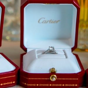 0.72 carat Authentic Cartier Engagement Ring, Solitaire 1895 Platinum